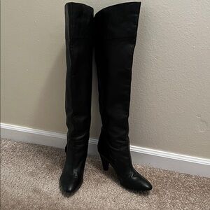 Guess Black Over-the-Knee Women's Soft Leather Heeled Boots Size 9 1/2M